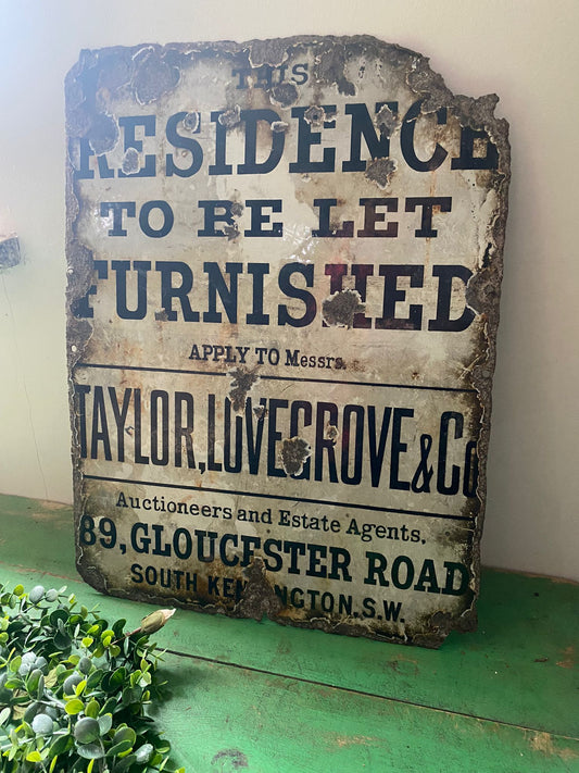 Antique Enamel Sign Early 20th Century Estate Agents