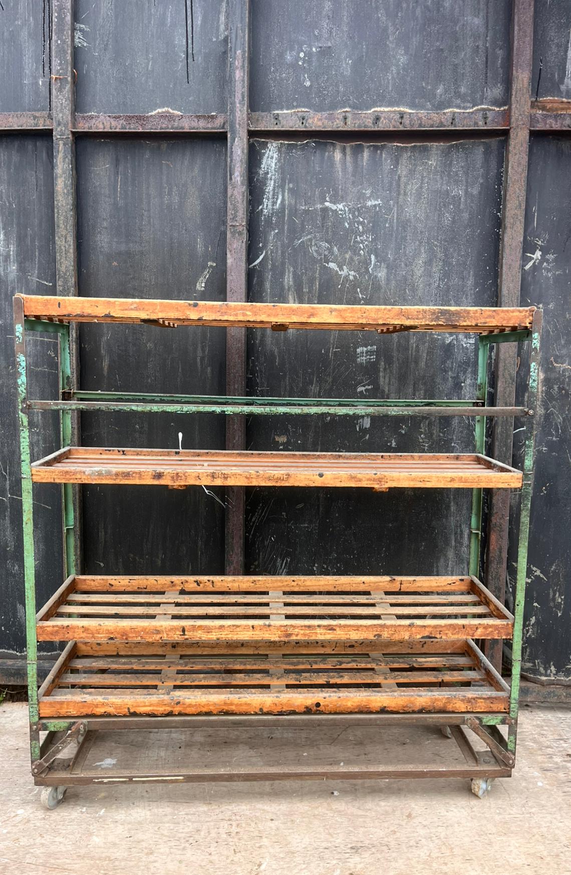 Antique Shoe Last Metal Trolley with Shelves