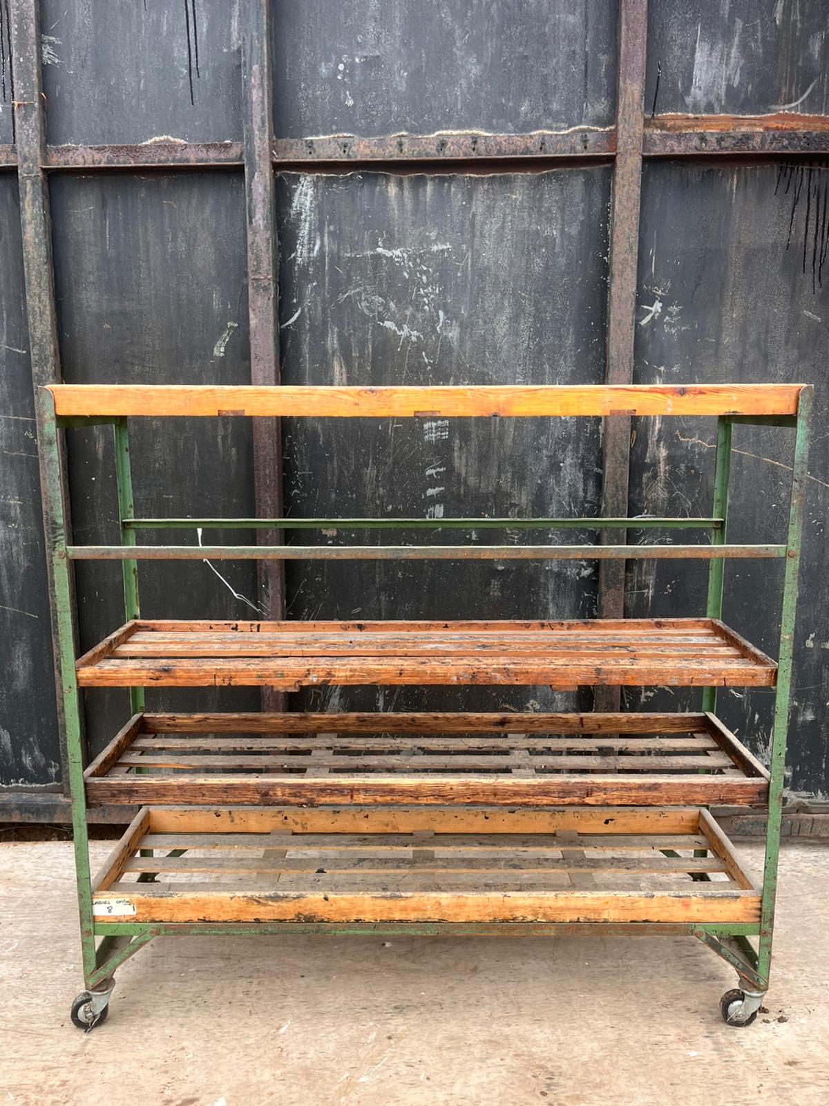 Antique Shoe Last Metal Trolley with Shelves