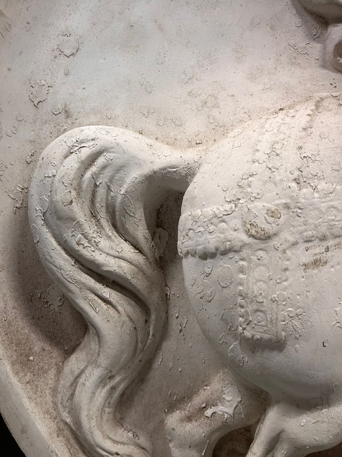 Large Plaster Circular Relief of rider on Horseback