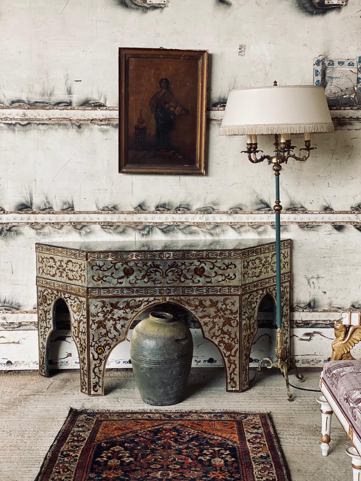 Italian Murano Style Venetian Glass Console Table