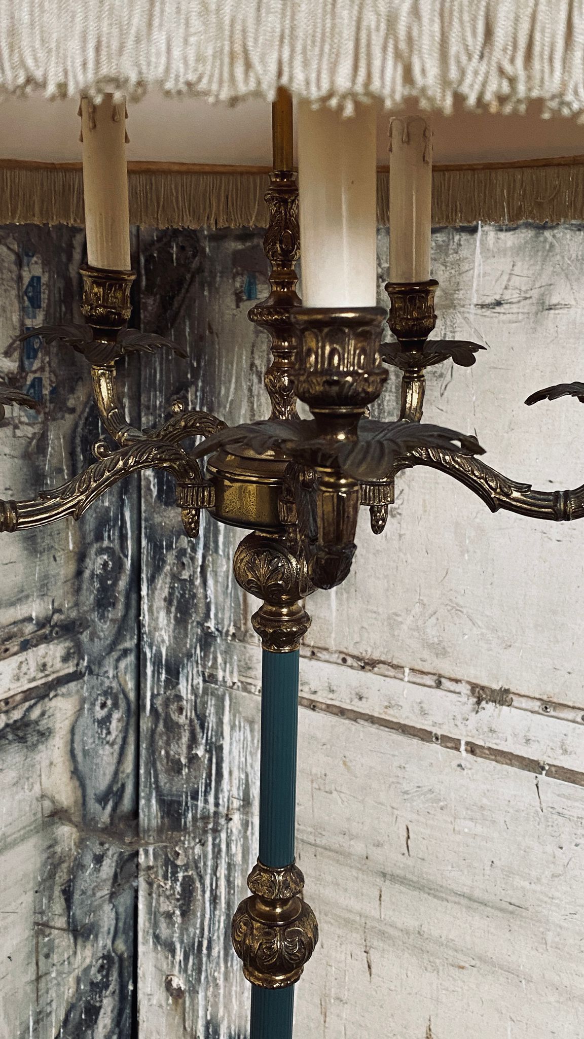 Antique French Brass Standing Lamp