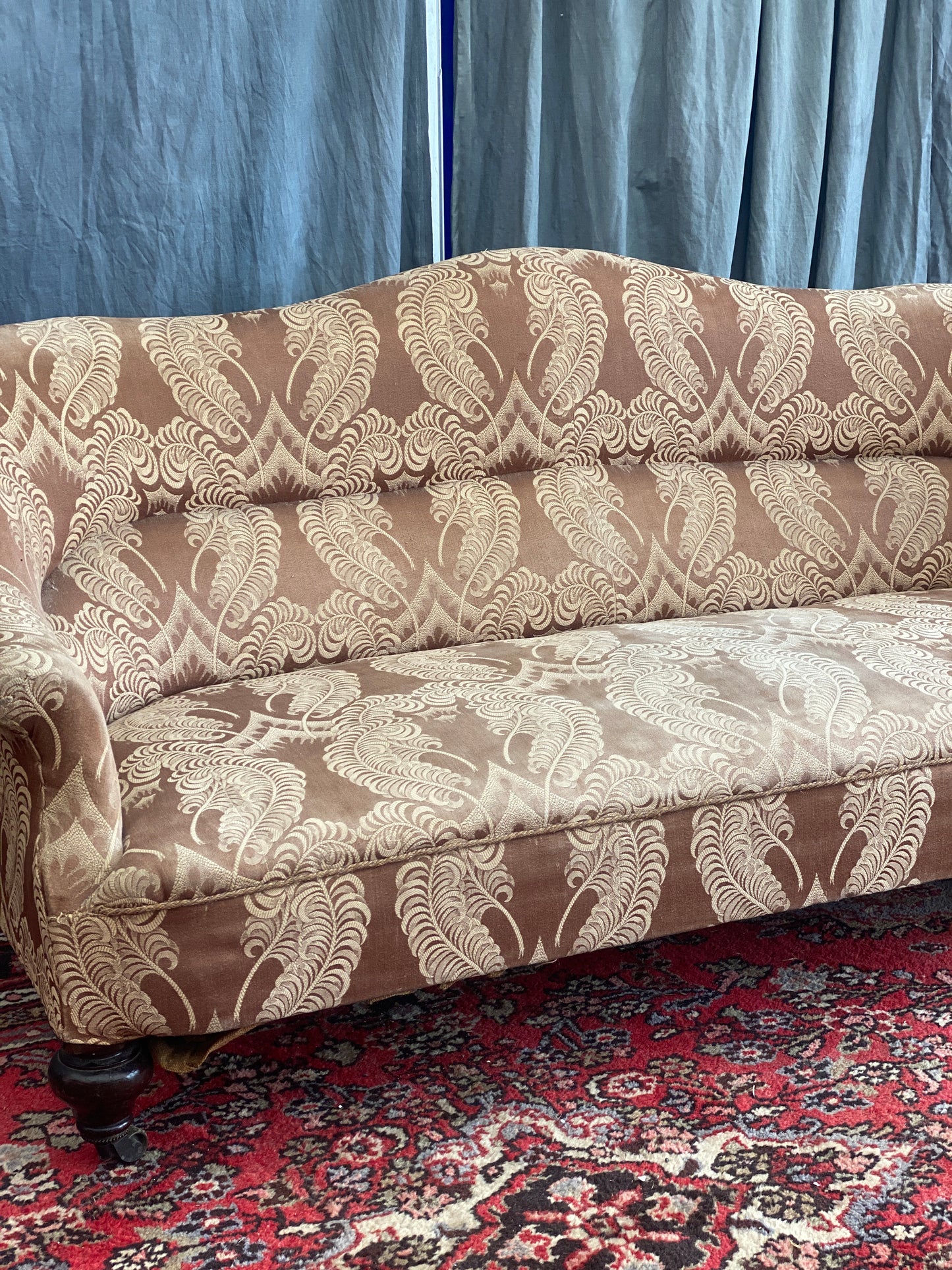 3 seater Victorian sofa with fern leaf upholstery