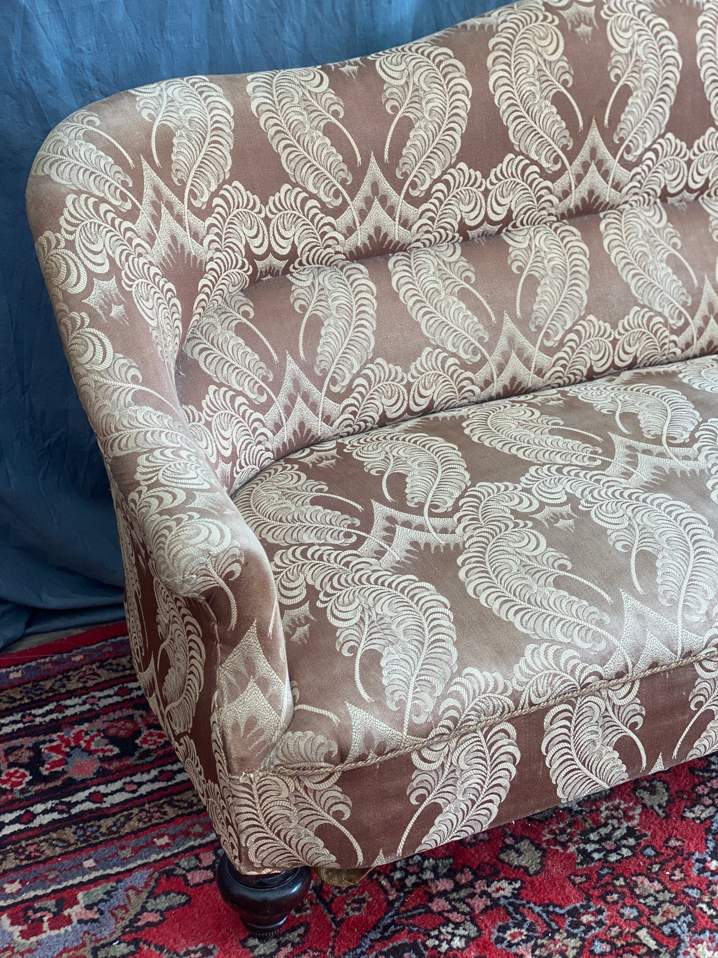 3 seater Victorian sofa with fern leaf upholstery