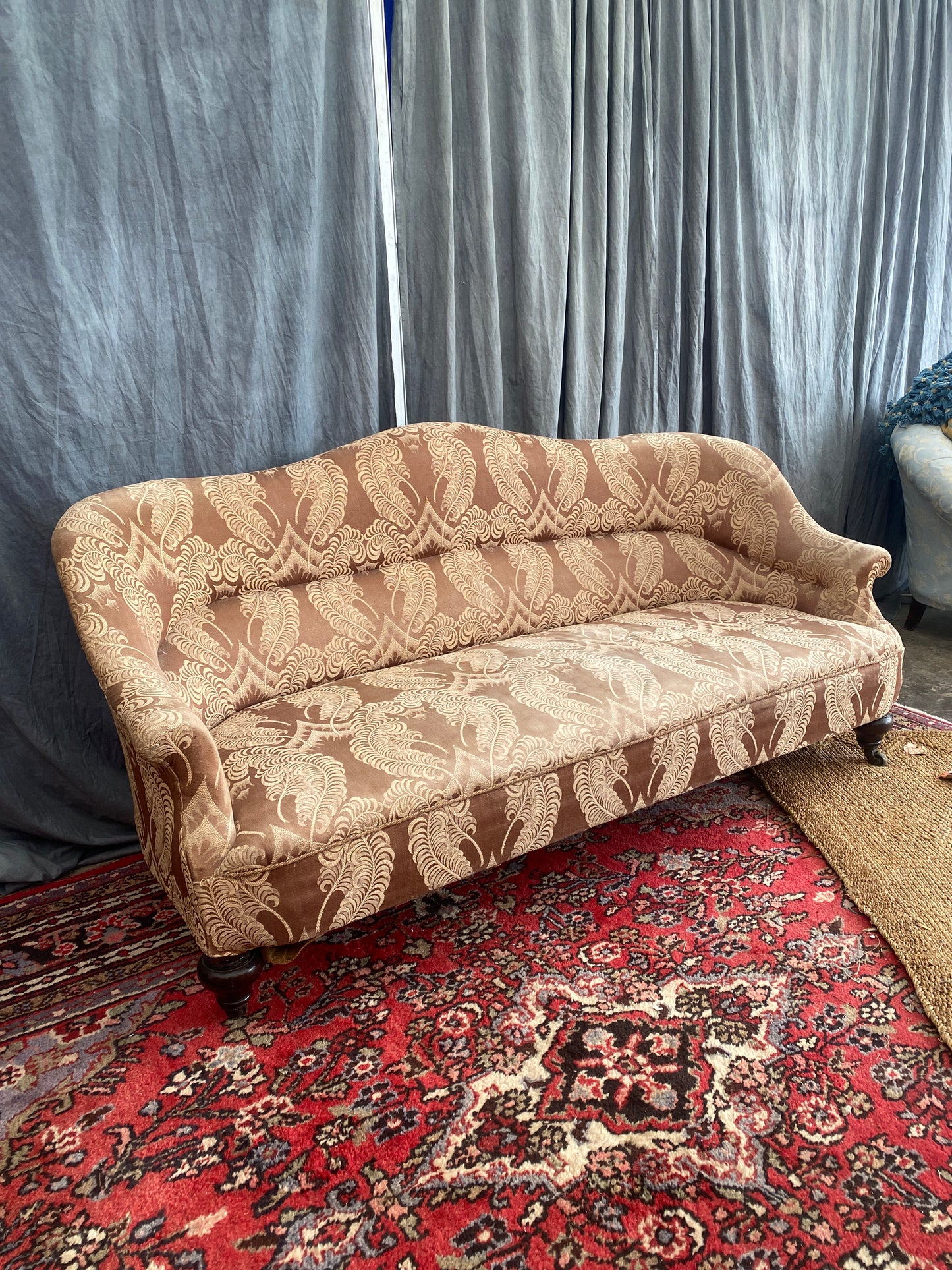 3 seater Victorian sofa with fern leaf upholstery