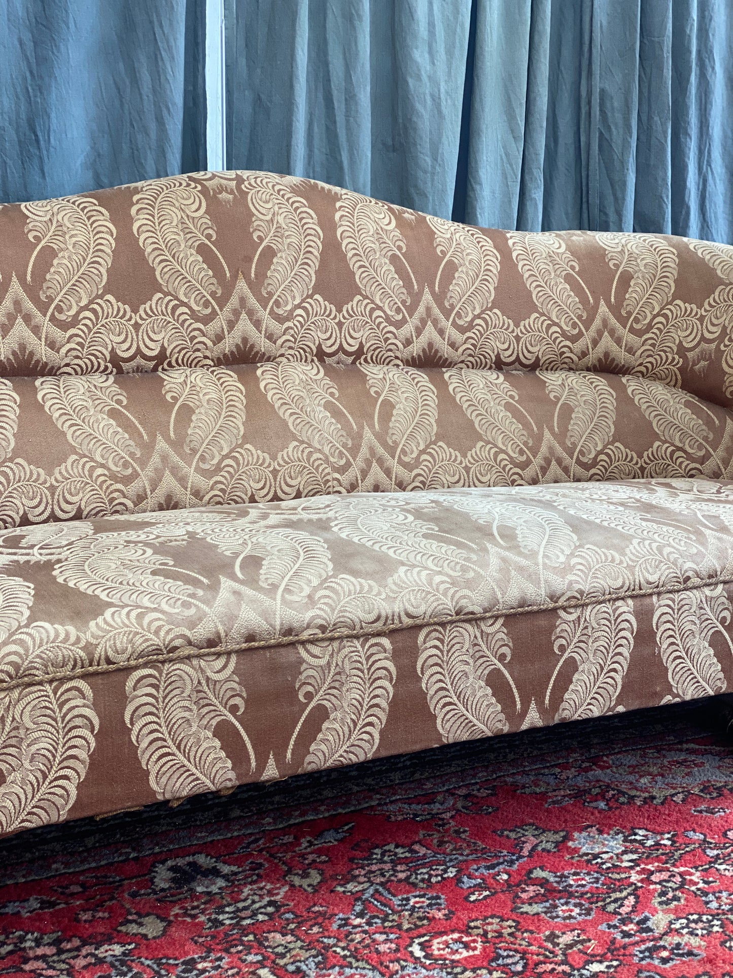 3 seater Victorian sofa with fern leaf upholstery